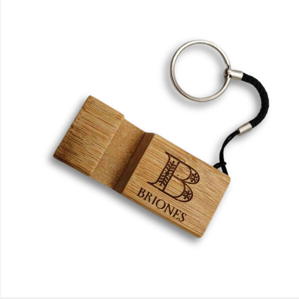 Mini Wooden Cell Phone Holder Keyring Thumbnail