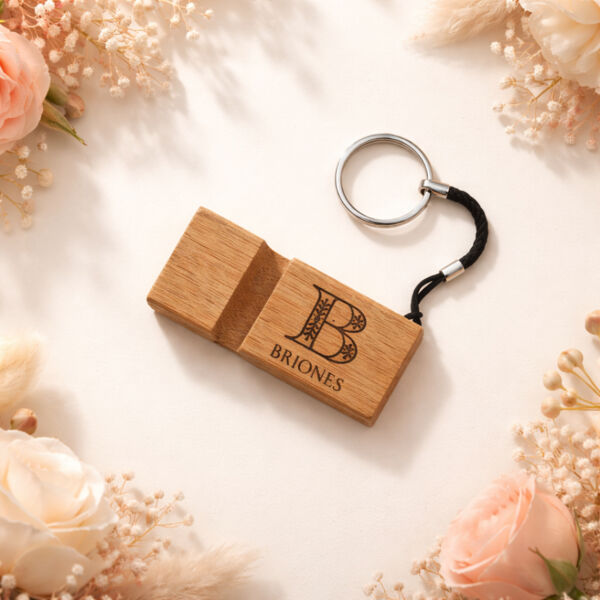 Mini Wooden Cell Phone Holder Keyring Thumbnail