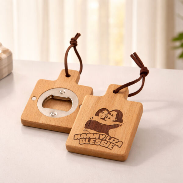 Wooden Magnet Bottle Opener Square Thumbnail