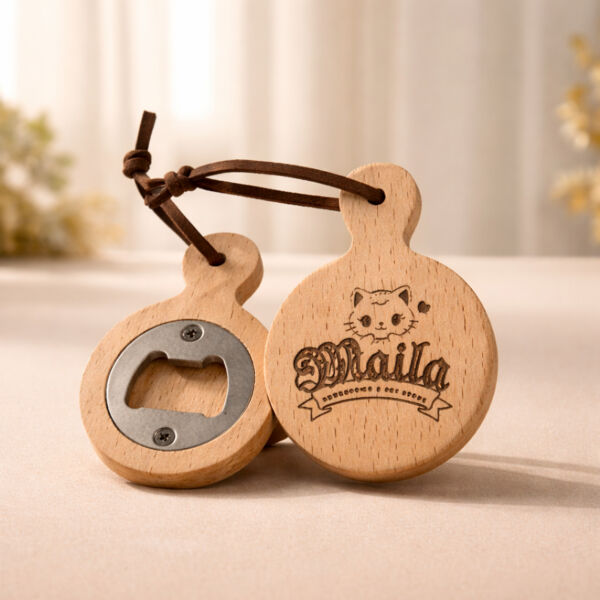 Wooden Magnet Bottle Opener Circle Thumbnail